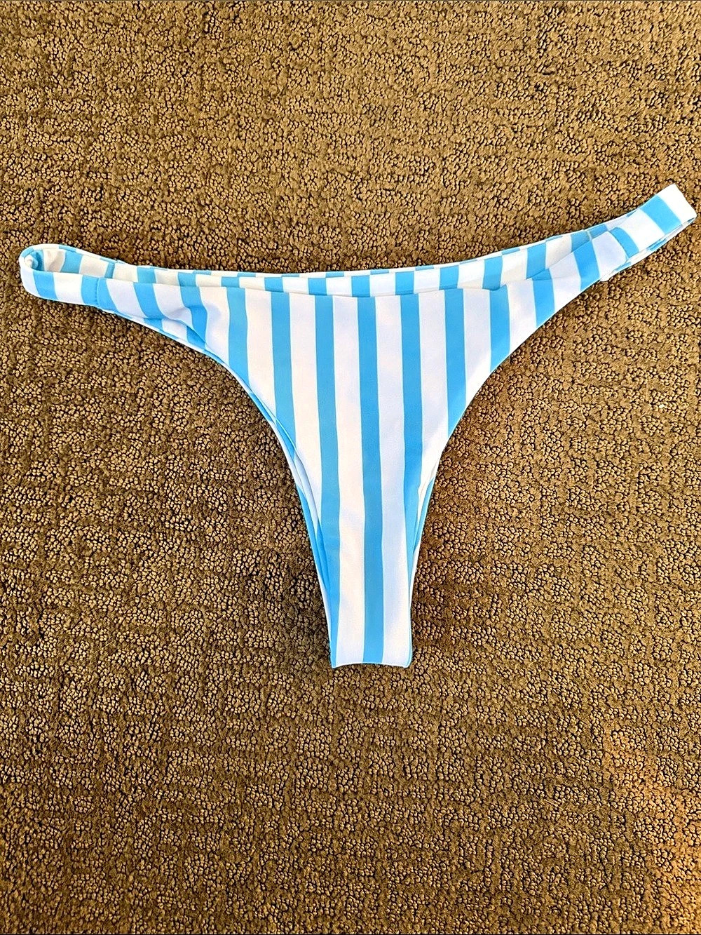 Blue & White Striped Bikini Bottom Size Medium Like New